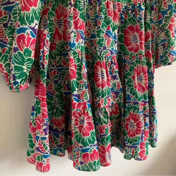 Rixo London Roxy Hibiscus Floral Long Sleeve Cotton Mini Dress, Medium - Picture 6 of 16